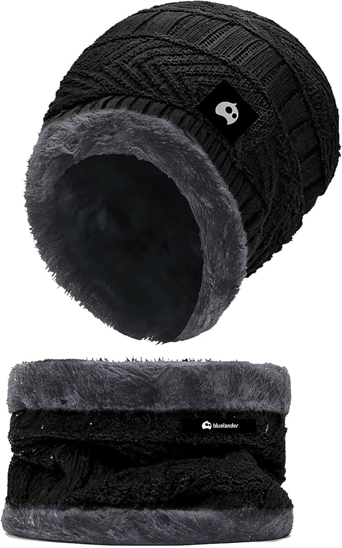 Bluelander Conjunto Gorro y Bufanda Invierno - Unisex Forro Lana Antiviento