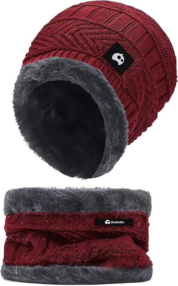 Bluelander Conjunto Gorro y Bufanda Invierno - Unisex Forro Lana Antiviento
