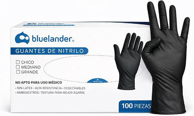 Guantes de Nitrilo Negros Sin Polvo
