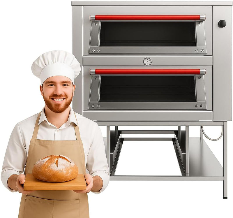 Bluelander Horno Industrial para Panadería - Gas LP 150x90x70cm con 4 Charolas