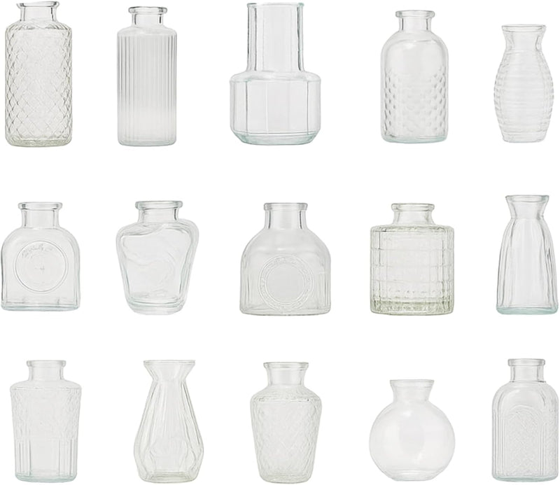 Bluelander Set de 15 Jarrones de Vidrio Decorativos para Centro de Mesa y Arreglos Florales
