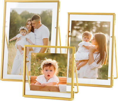 Bluelander Set de 3 Portarretratos para Fotos, Tamaños Variados, Marcos Decorativos