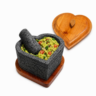Molcajete Corazón de Piedra Volcánica