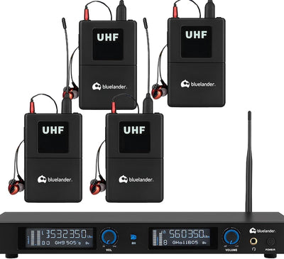 Bluelander Sistema de Monitoreo Inalámbrico Profesional con Bluetooth – 4 Bodypacks, 610–786 MHz