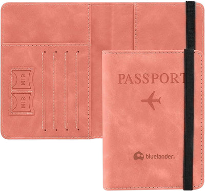 Porta Pasaporte RFID Bluelander, Cartera de Viaje con Tarjetero, Cuero PU