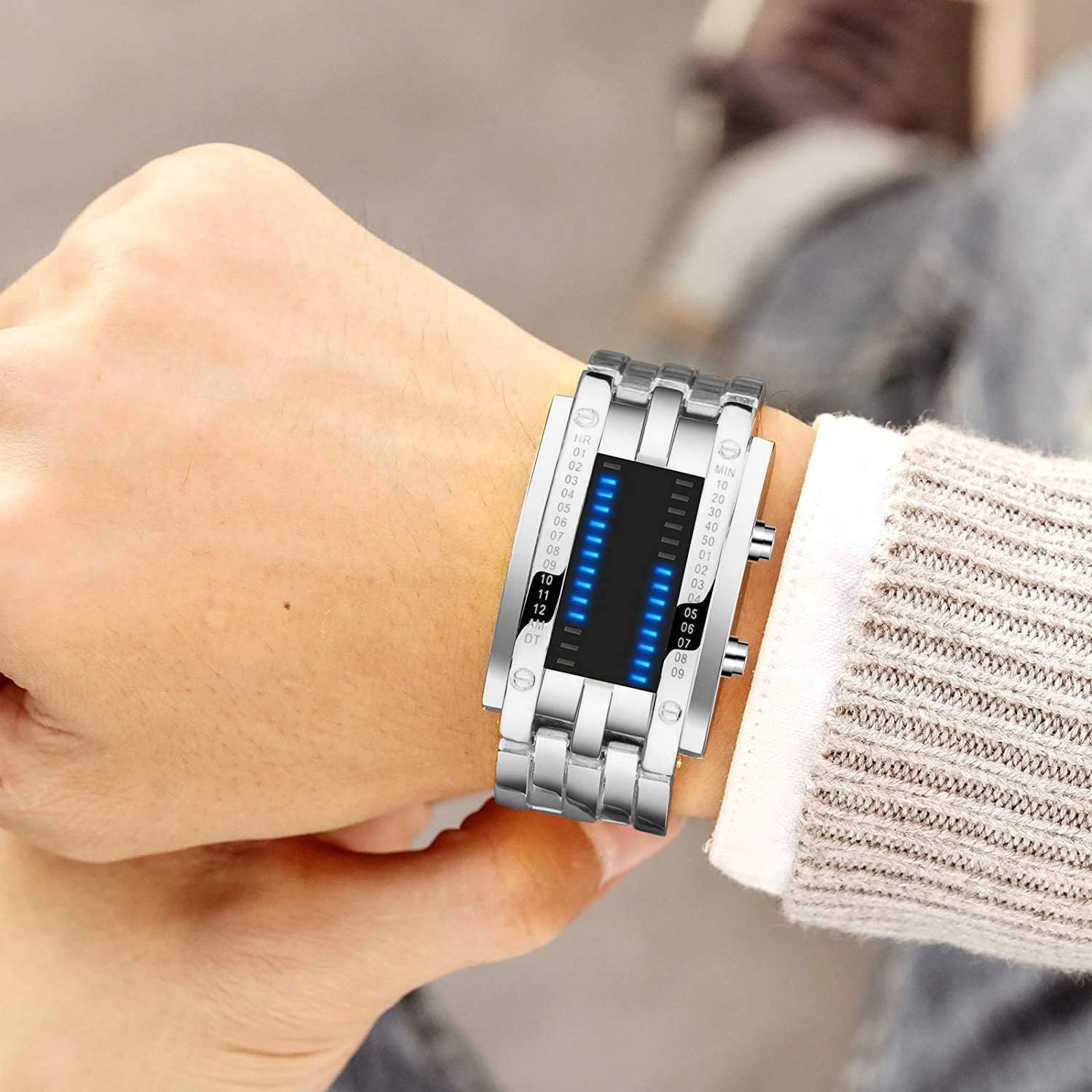 Reloj Hombre LED Binario Acero Inoxidable – Bluelander