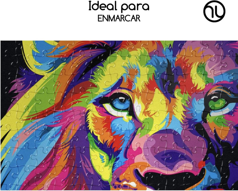 hanylish Rompecabezas de 1000 Piezas para Toda la Familia, Diseño León de Colores, Calidad Premium, Multicolor, Tamaño Perfecto de 70 x 50 cm (Largo x Ancho) (León de Colores)