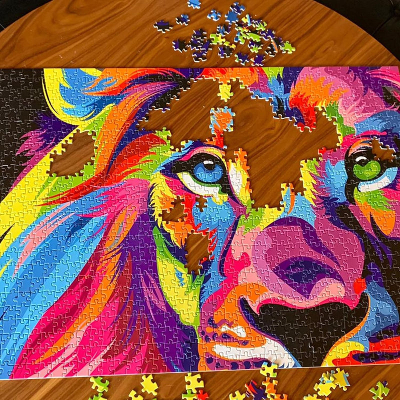 hanylish Rompecabezas de 1000 Piezas para Toda la Familia, Diseño León de Colores, Calidad Premium, Multicolor, Tamaño Perfecto de 70 x 50 cm (Largo x Ancho) (León de Colores)