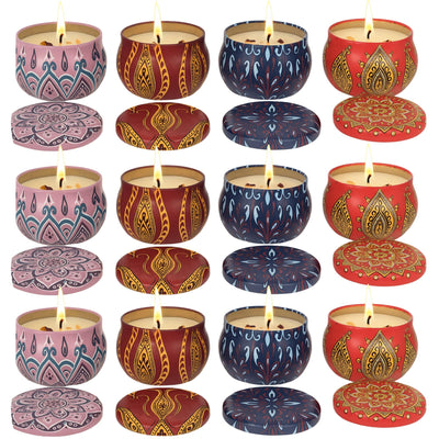 Blueelander Set 12 Velas Aromáticas 2.2 Oz - Cera Soya Contenedor Reutilizable