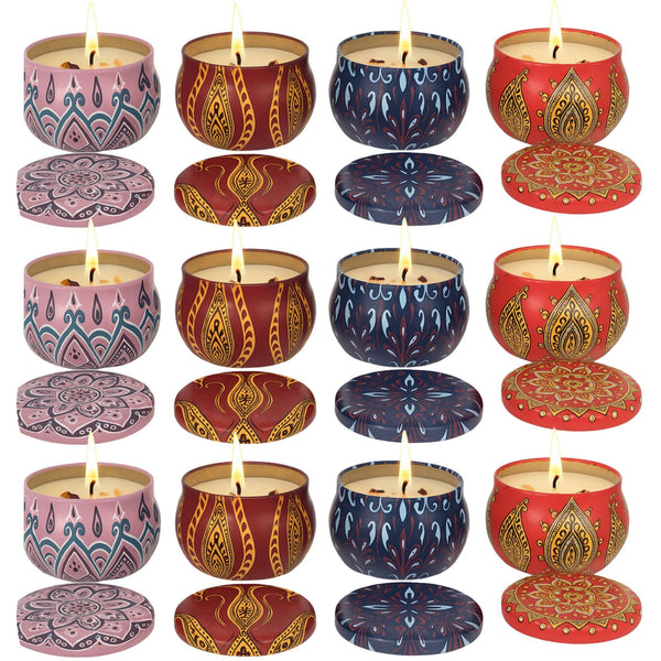 Blueelander Set 12 Velas Aromáticas 2.2 Oz - Cera Soya Contenedor Reutilizable