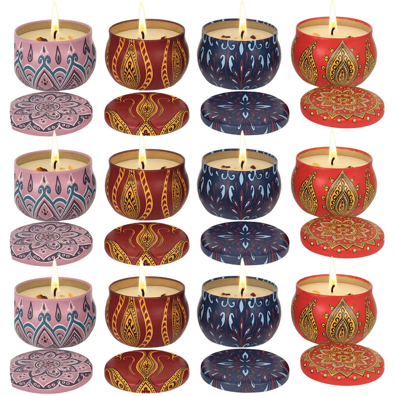Blueelander Set 12 Velas Aromáticas 2.2 Oz - Cera Soya Contenedor Reutilizable