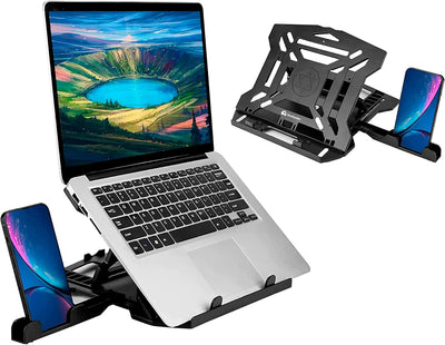 Bluelander Soporte 2 en 1 para Laptop y Celular, Base Giratoria 360º y Altura Ajustable