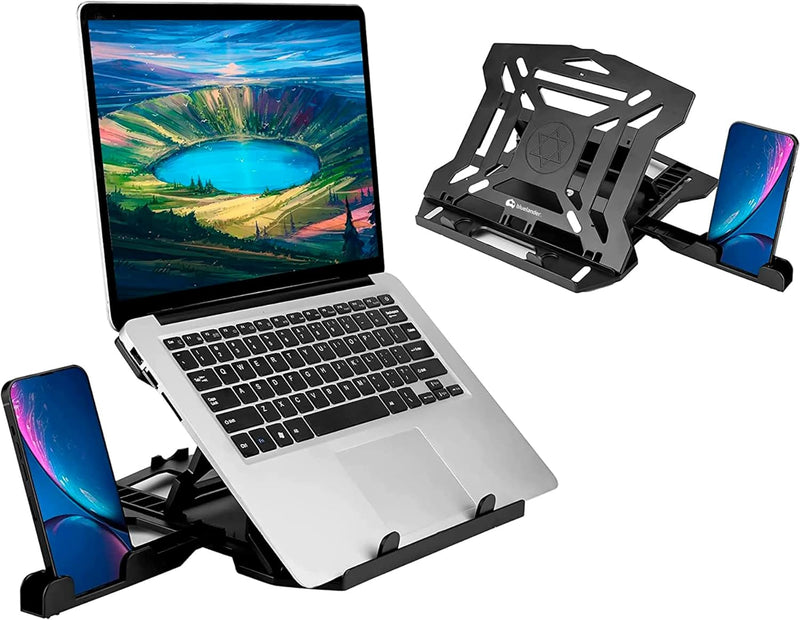 Bluelander Soporte 2 en 1 para Laptop y Celular, Base Giratoria 360º y Altura Ajustable