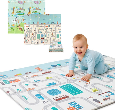 Bluelander Tapete Juegos Bebé 200x150x1cm - Espuma XPE Plegable Diseño Ciudad