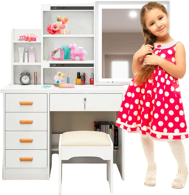 Bluelander Tocador Infantil con Espejo LED
