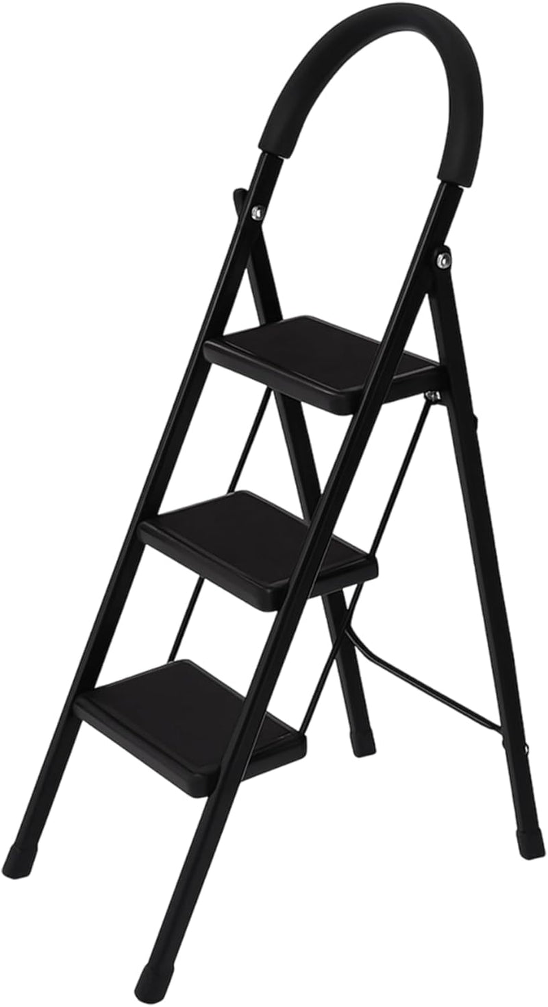 Bluelander Escalera Plegable de 3 Peldaños con Patas Antideslizantes – Compacta y Estable para el Hogar