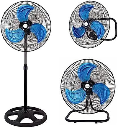 Bluelander Ventilador 3 en 1 Piso, Pared y Pedestal – 18", Metal, 3 Velocidades, 70W